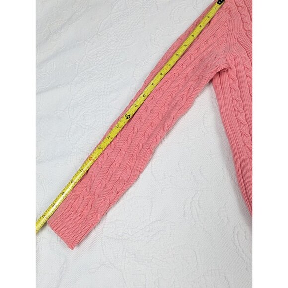 Vtg Lauren Ralph Lauren women's small Cable Knit Sweater crop Pink Coral READ - Picture 9 of 14